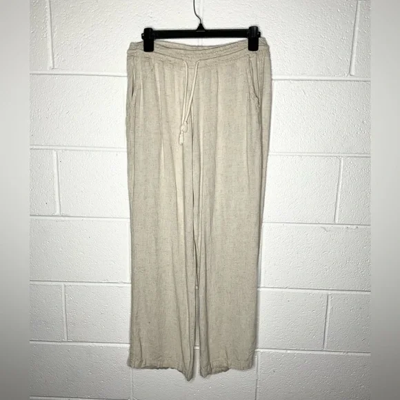 < Angel Kiss Cream Wide Leg Pants Relaxed Fit > - Picture 2 of 4